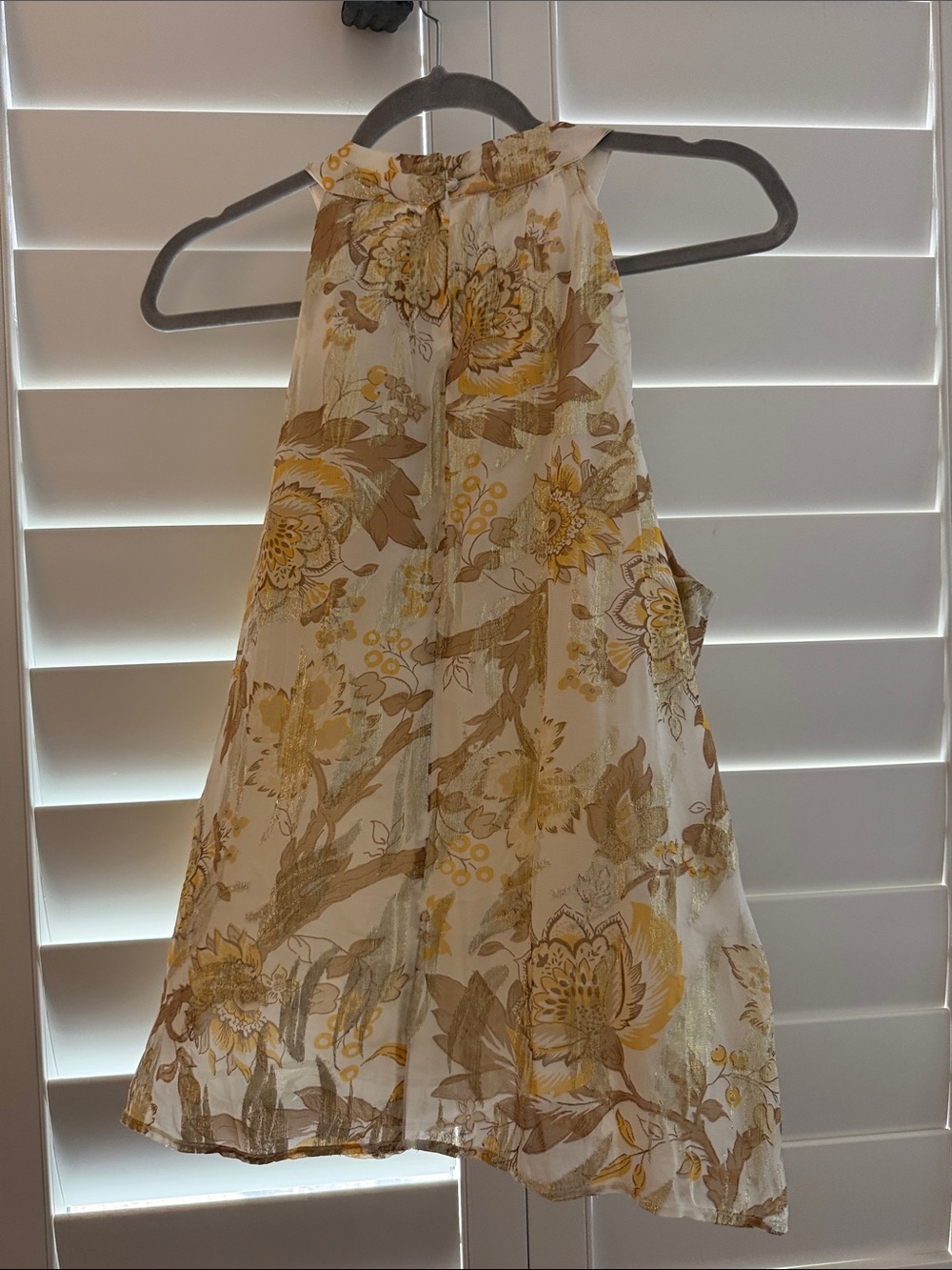 Talbots Lightweight Floral Tie-Neck Dress - Yellow & Cream - Picture 3 of 4
